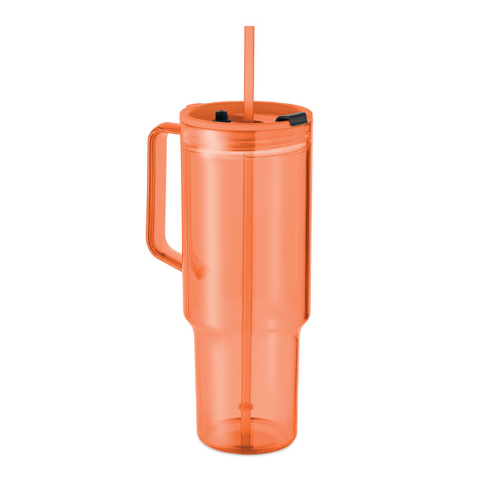 Gobelet de voyage 1,2 L RPET à personnaliser Mugora Orange transparent